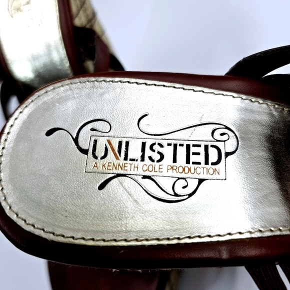 Unlisted Kenneth Cole Women's 10M Brown High Wedge Strappy Platform Sandals - Picture 10 of 12